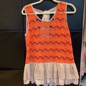 NWOT orange lace tank